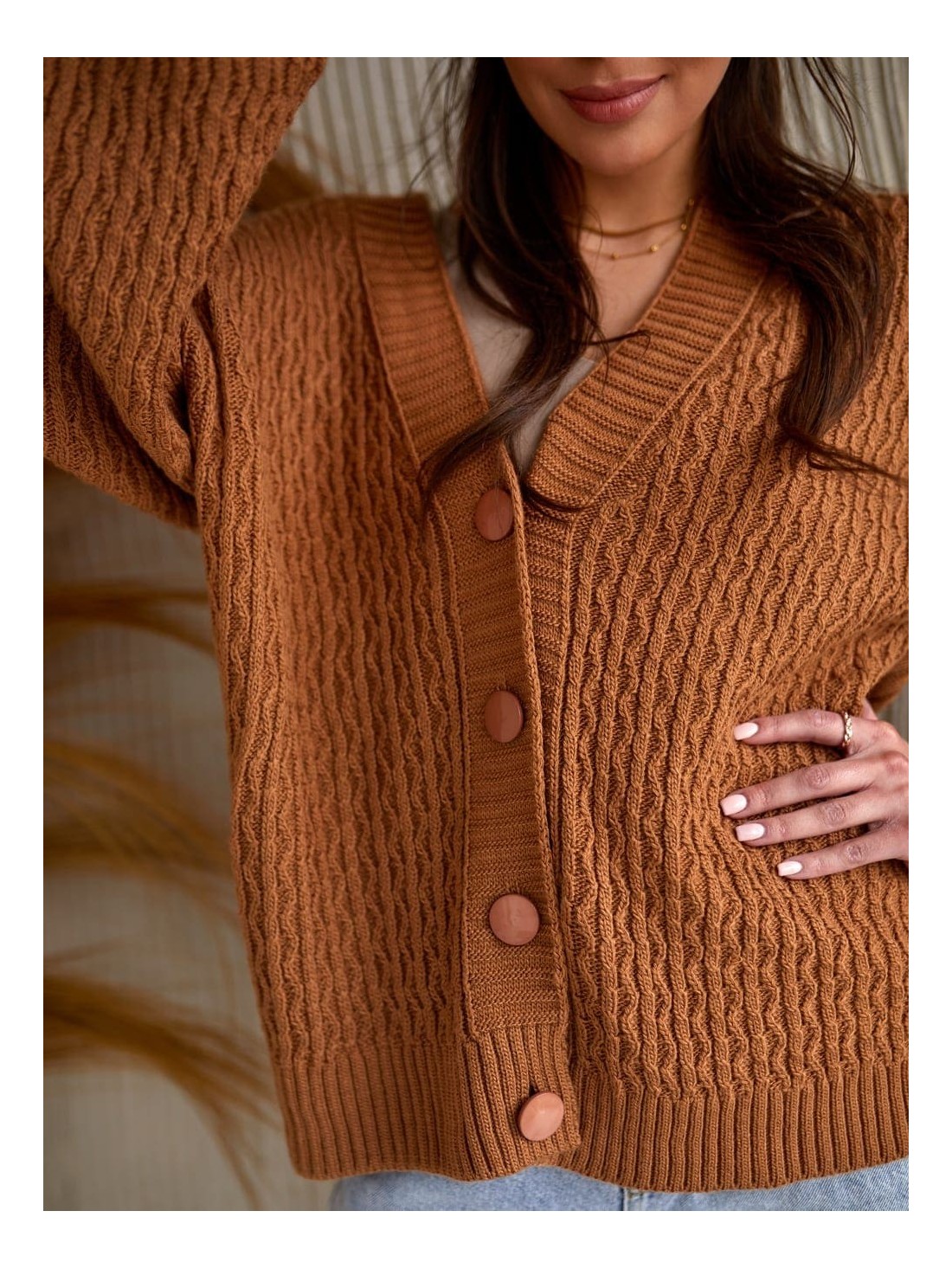 Cardigan lejer cu model caramel 0590 - Magazin online - Boutique